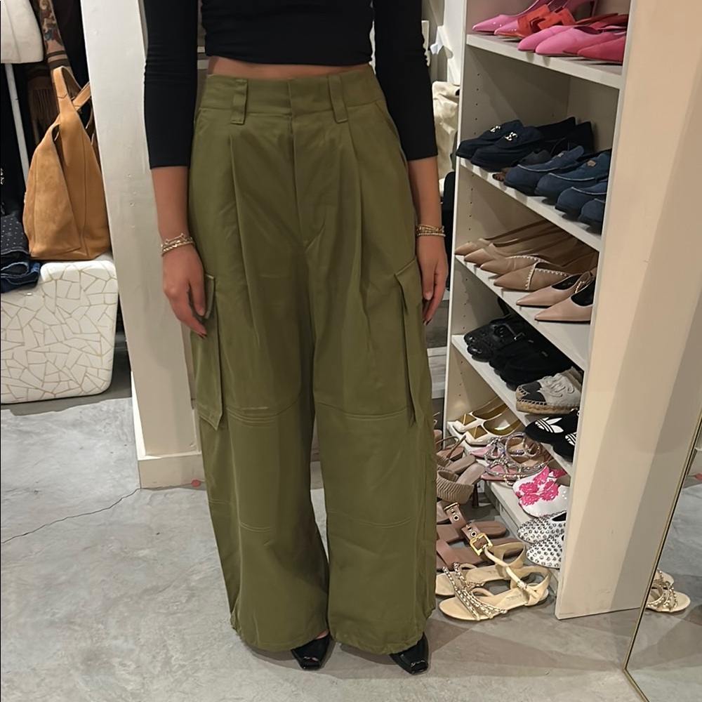 New Loewe Olive Wide Leg Cargo Pants with tag!